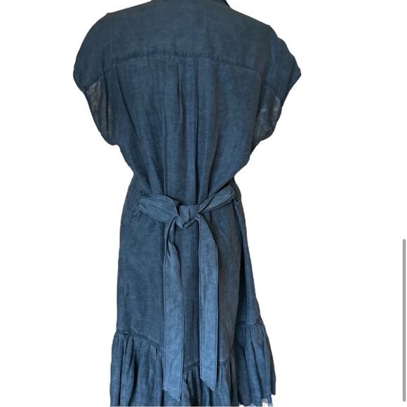 NSF Charcoal Gray Denim Belted Raw Hem Collared Shirt Dress – Size Medium - Picture 4 of 11